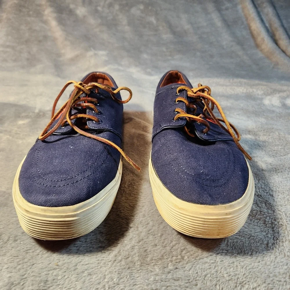 Polo Ralph Lauren Shoes Mens 11 Blue Orange Faxon Low Canvas Sneaker Pony Preppy